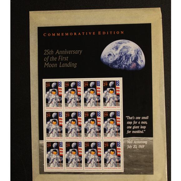 25th Anniversary of the First Moon Landing – Full Sheet of 29¢ US Stamps – 1994 - Picture 1 of 1